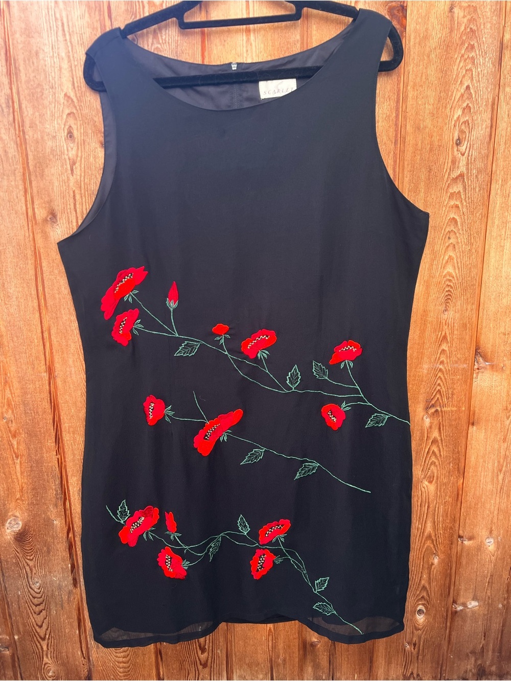 Scarlet Black Poppy Embroidered Lined Dress Size M/L
